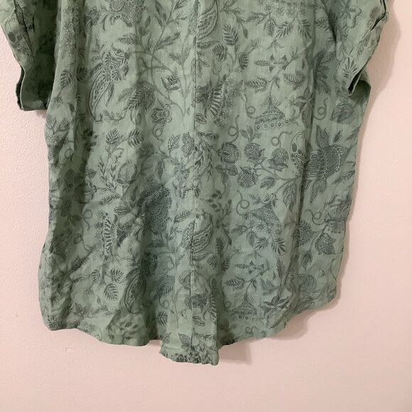 Green Lagenlook Cottagecore Bohemian Boho Hippie Cotton Linen Gauzy Blouse 1X - Picture 6 of 8